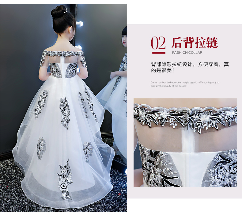 2018 cô gái trang phục piano catwalk váy cưới của trẻ em tổ chức công chúa trailing váy dạ hội mùa đông đồ bé trai