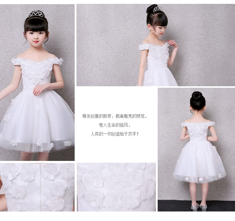 Cô gái ăn mặc cô gái sinh nhật từ vai phồng công chúa váy trẻ em chủ nhỏ catwalk trang phục piano - Váy trẻ em