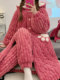 Three-Layer Quilted Long Nightgown, Thickened Coral Fleece, Plush Strawberry Bear Pajamas for Women, Winter Flannel Set