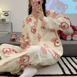可爱睡衣女春秋季天2024年新款长袖可外穿大尺码套装草莓小熊家居服