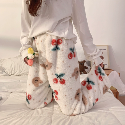 Демисезонные удерживающие тепло коралловые бархатные фланелевые штаны, бархатная утепленная пижама для отдыха