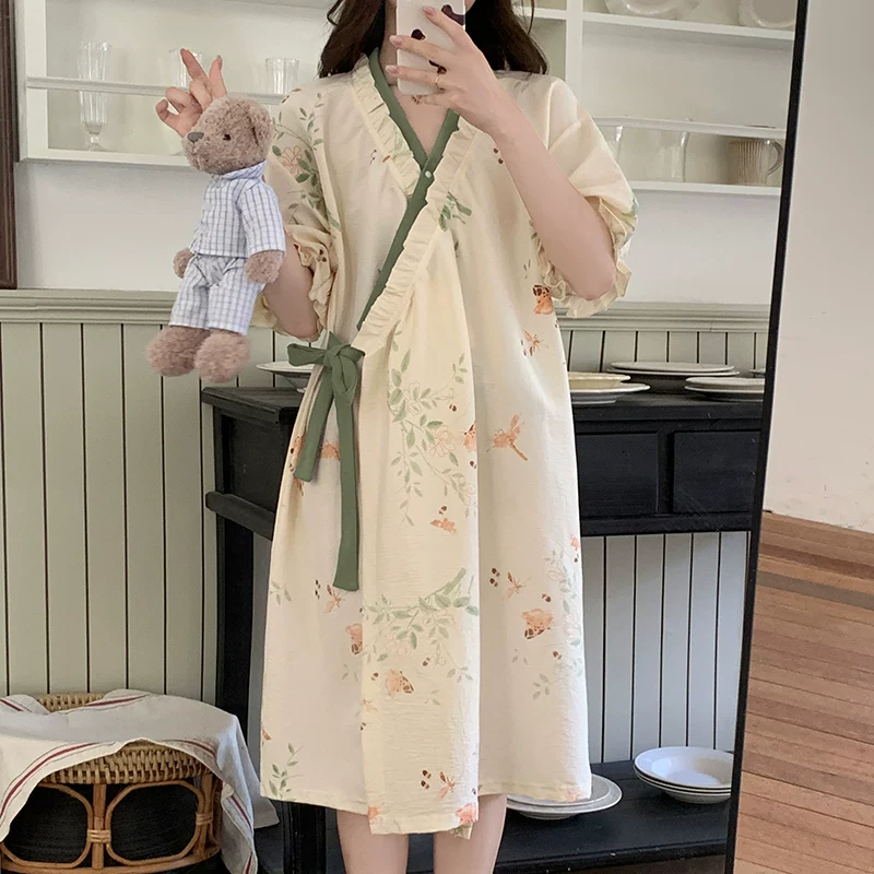 Pijama, летом тонкая майка с чашками, китайский стиль, с коротким рукавом