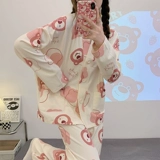 可爱睡衣女春秋季天2024年新款长袖可外穿大尺码套装草莓小熊家居服