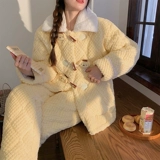 Демисезонная коралловая бархатная пижама, стеганый утепленный милый комплект, коллекция 2023