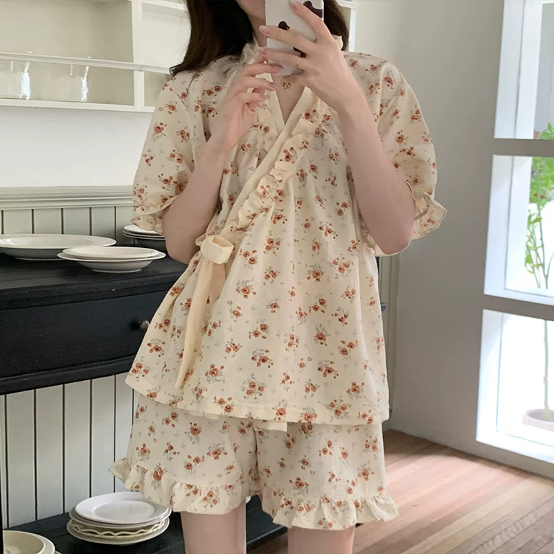 Pijama, летом тонкая майка с чашками, китайский стиль, с коротким рукавом