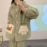 Коралловая бархатная демисезонная флисовая милая фланелевая пижама с капюшоном, увеличенная толщина, популярно в интернете