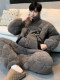 2026 New Autumn and Winter Men's Three-Layer Quilted Pajamas for Teenagers, Fleece-Lined and Thickened Coral Fleece Set, Loungewear