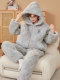 2026 New Autumn and Winter Coral Fleece Pajamas for Teenagers, Men's Three-Layer Quilted and Thickened Set, Loungewear