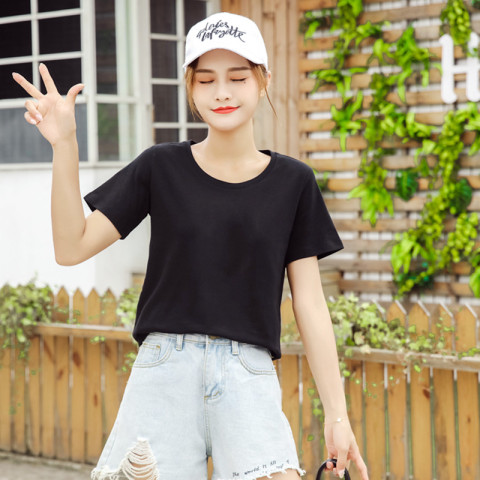 Pure cotton short-sleeved T-shirt woman 2022 new summer short-cut Korean version of the female student half-sleeved loose bag on top of the clothes - Taobao