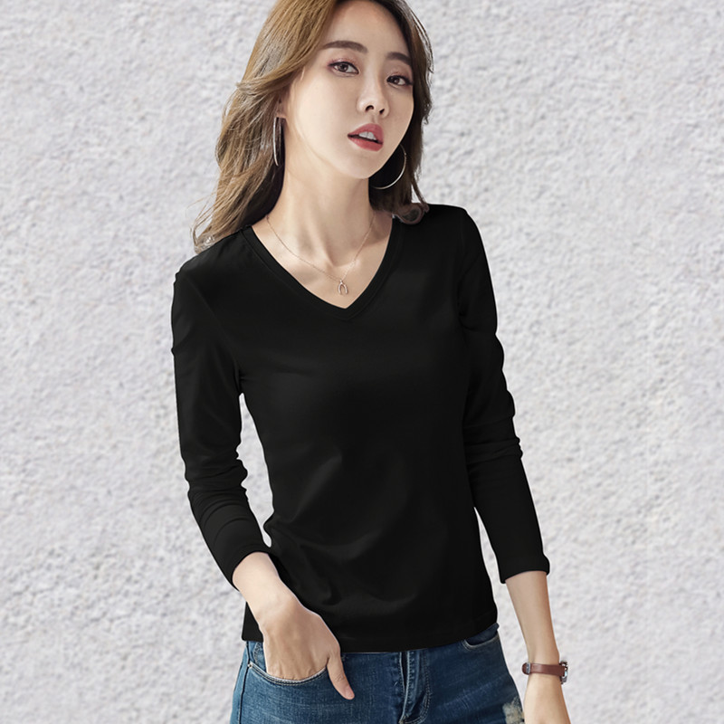 images 19:Black high-collar undershirt female spring and autumn outfit 2022 new pure cotton internal long sleeve t-shirt with swing winter top