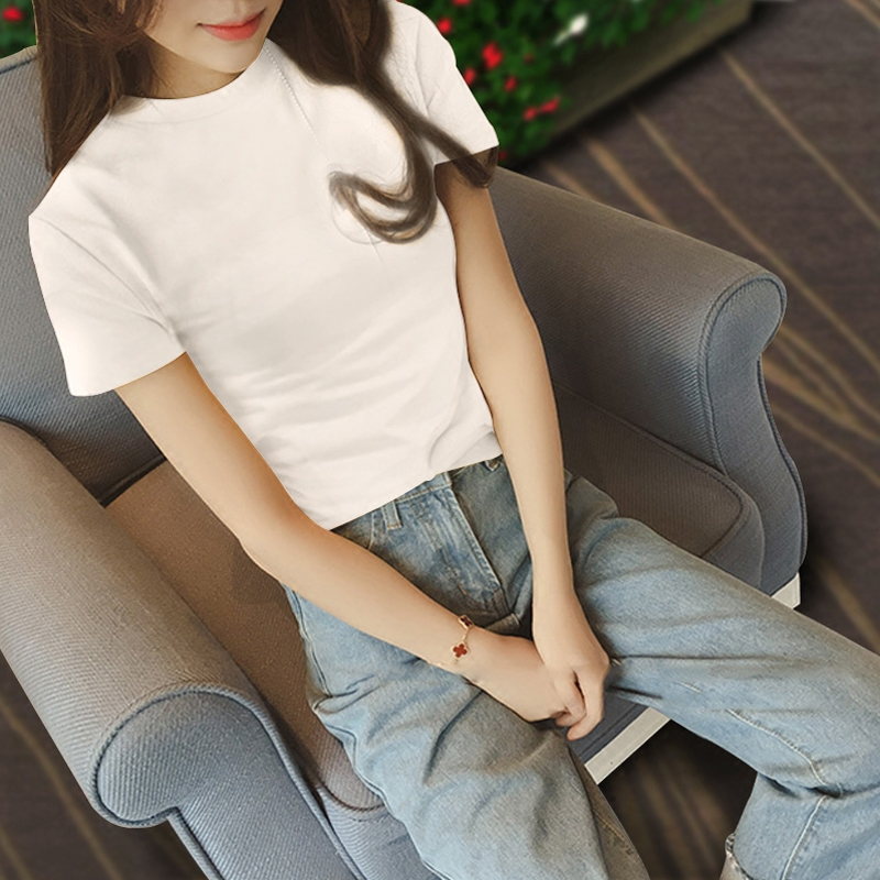 images 0:White t-shirt women's short-sleeved design sensed a small group of short-dressed tights, so that the compassionate undershirt can't be caught in the bottom shirt