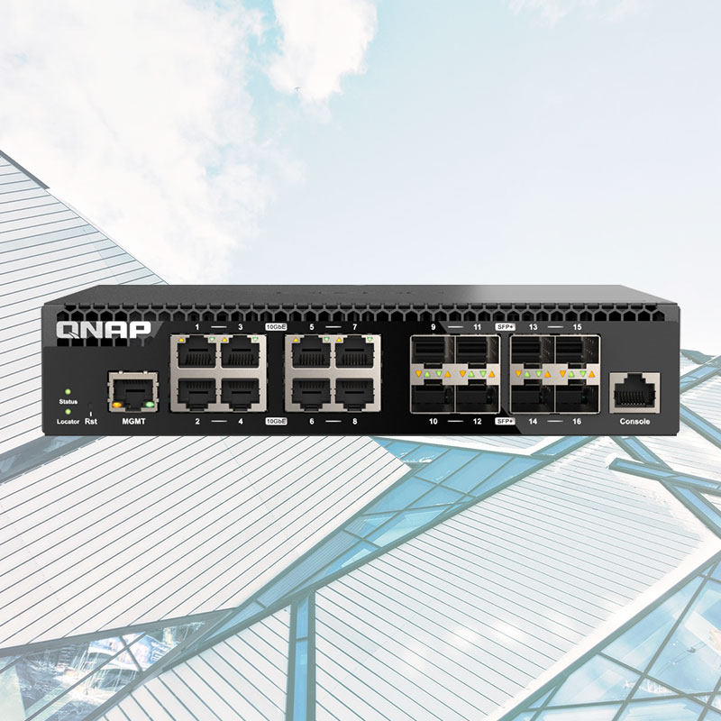 QNAP威联通 QSW-M3216R-8S8T 半机架宽 16 埠全 10GbE L2 Web 网管型交换机