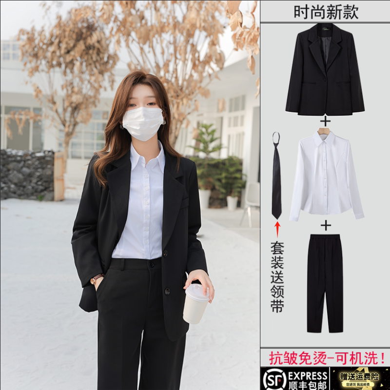 Autumn New Black Blazer for Women, Loose and Casual Style, Women's Formal Attire for Public Exams and Interviews, Formal Occasion Suit