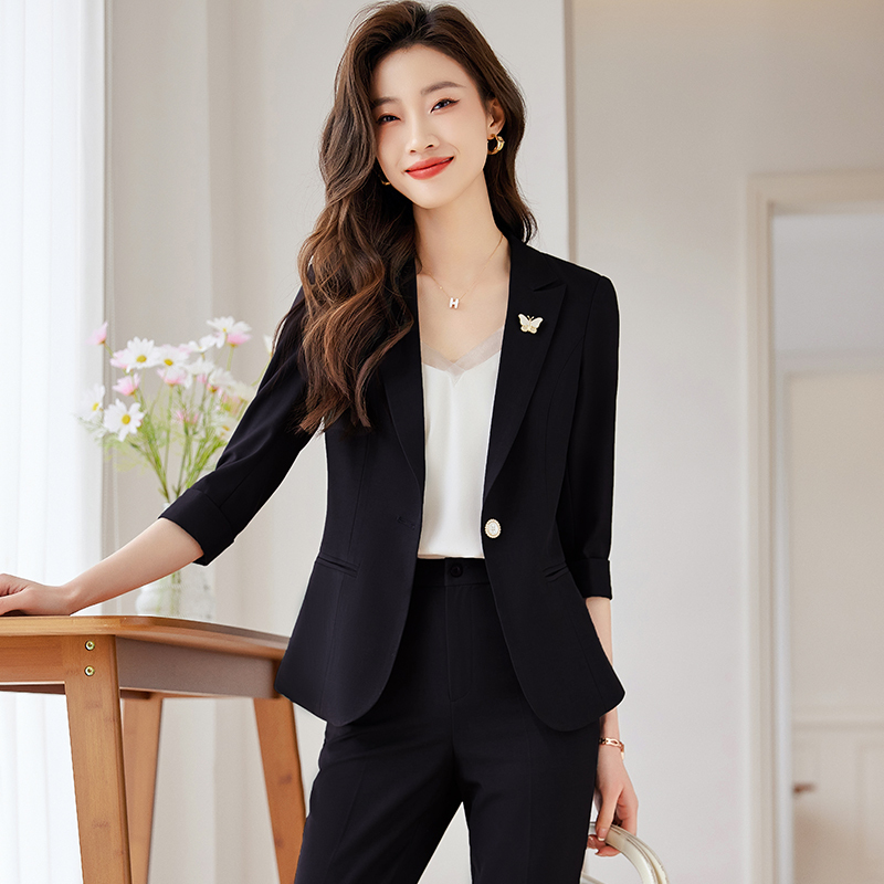 Black Blazer for Women, Three-Quarter Sleeves, Summer 2026 New Style, High-End Workwear, Professional Temperament Suit Set Black Blazer for Women, Three-Quarter Sleeves, Summer 2026 New Style, High-End Workwear, Professional Temperament Suit Set