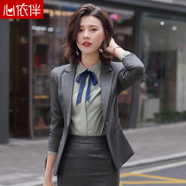 Grey Suit Jacket Woman Spring Autumn Temperament Interview Positive Dress Professional West Suit Hotel Front Desk Manager Work Clothes