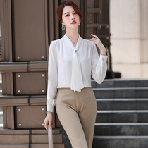 White Long Sleeve Professional Shirt Woman Early Autumn New Advanced Sensation Small Crowd Design Sense Floating With Work Suit Lining Suit