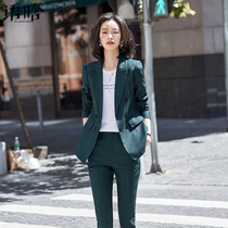 Plaid suit women Spring and Autumn casual suit manager formal wear autumn and winter green fashion high-end temperament professional wear