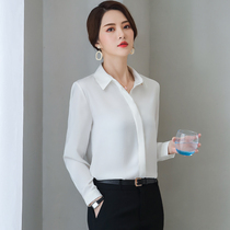 White long sleeve shirt woman 2022 new advanced senses square collar snowspun blouses professional dress work clothes lining suit