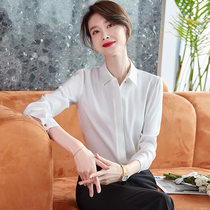 White Long Sleeve Snowspun Shirt Woman Fall New Business Temperament Commuter Career Work Suit Square Collar Lining