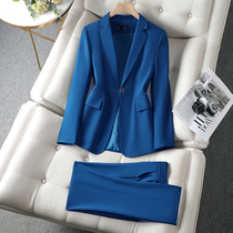 Blue Suit Suit Woman Fall Long Sleeve Temperament Authentic Fashion Professional Clothing Little Sub Working Suit Jacket
