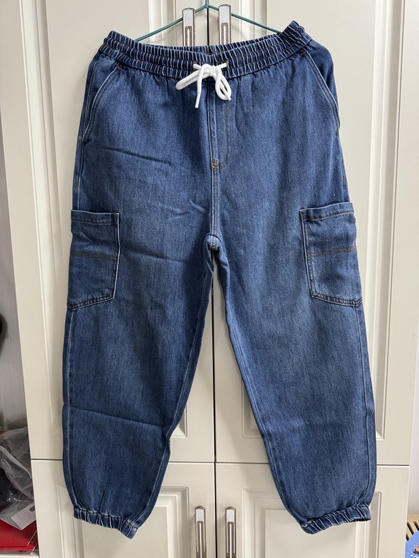 Meters Brand Men's Denim Pants, Spring and Autumn, Comfortable, Loose, Non-Stretch, Jogger Cargo Pants, Denim Sweatpants