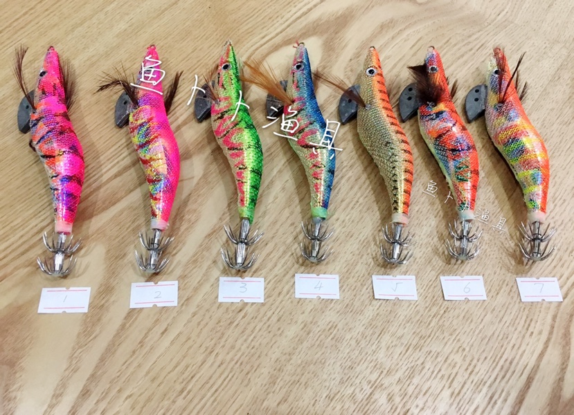 Ugly woman wood shrimp No. 3 No. 5 luminous belt ring bead squid hook cuttlefish hook bag cloth simulation wood shrimp Luya wood shrimp