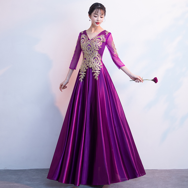 Choral Dress Long Gown Host Dress 2025 New Large Choir Performance Dress Conductor Costume Evening Dress Long Style