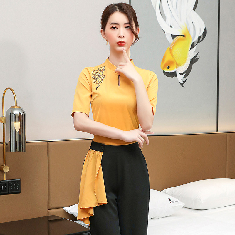 Foot bath technician overalls female temperament suit summer health care hall club new foot bath clothing foot massage shop tooling