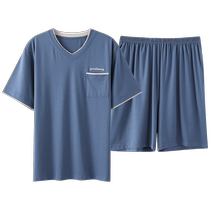 Mens Dad Pajamas Summer Modal 2024 New Thin Fathers Day Ice Silk Middle-aged and Elderly Home Clothing Set