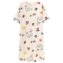 Chemise de nuit dété à manches courtes pour femmes avec coussinets dallaitement nouveau style 2024 ample et doux pyjama fin pour la maison qui peut être porté à lextérieur