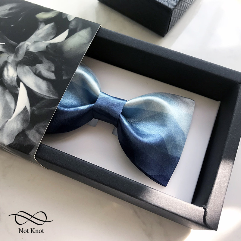 NOTKNOT original wedding stamp wedding stamp wedding groom bridegroom Inron bow tie transparent blue gift box men's collar