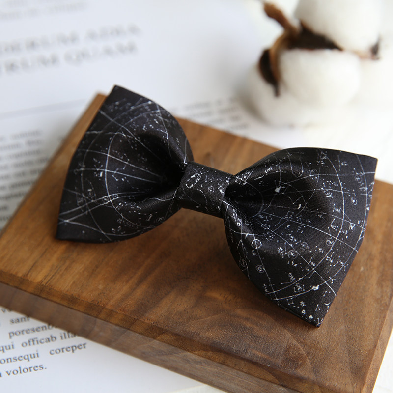 notknot original high-end handmade male wedding groom best man host British bow tie Black and white constellation male bow tie