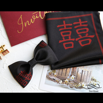 NOTKNOT original high-end wedding groom best man suit British bow Black double wedding gift box mens bow tie
