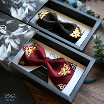 NOTKNOT high-grade metal bow tie wedding wedding groom best man red and black British bow mens dress