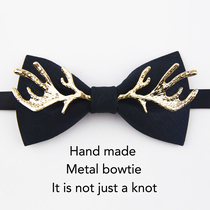 notkNot original metal handmade collar male wedding groom bridegroom Inron Black Clay Deer Antlers
