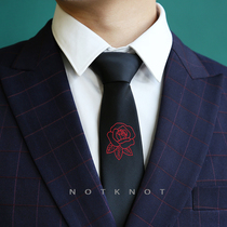 notkNot original red rose jacquard tie male casual business wedding groom Han narrow version 7cm gift box dress