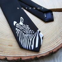 notkNot original zebra jacquard tie male casual business wedding groom Han narrow version 7cm gift box dress