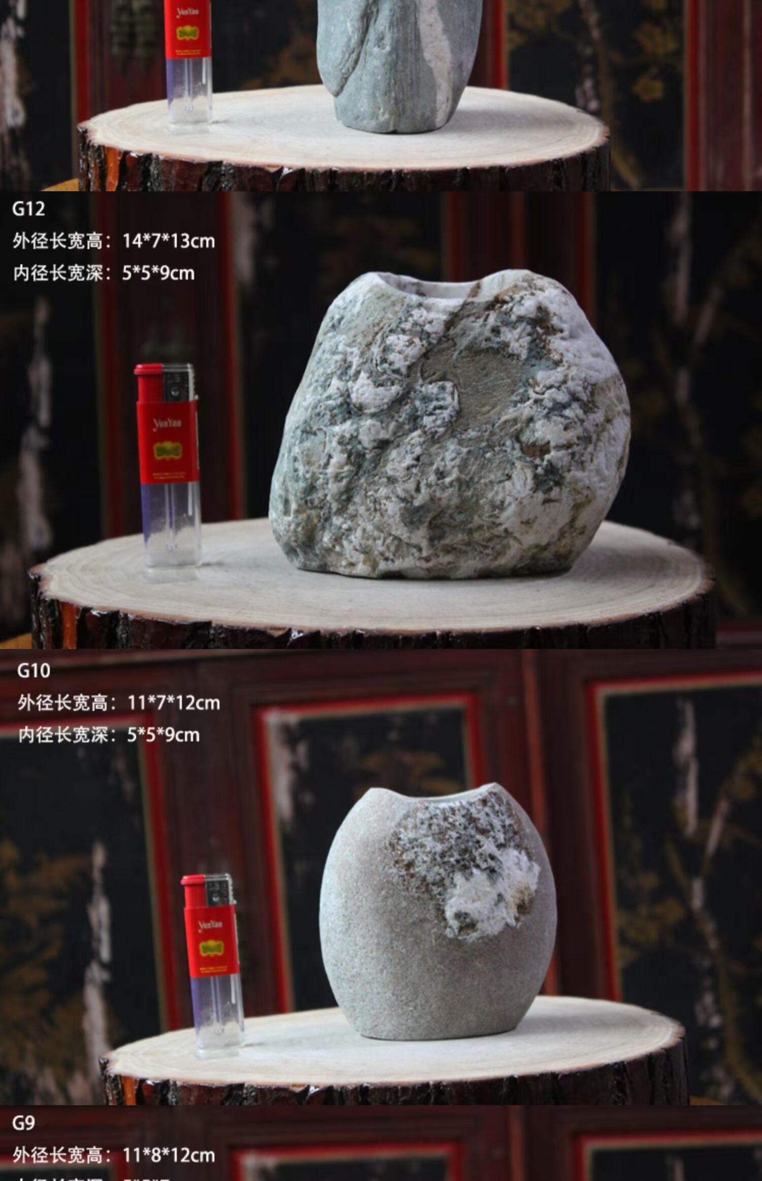 Bình hoa đá cuội sáng tạo thêm nhiều hoa cỏ cây hoa đồng tiền tự nhiên cá tính trang trí đá Zen - Vase / Bồn hoa & Kệ chậu ghép trồng rau