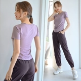 Летний спортивный костюм, дорожный комплект для спортзала, быстросохнущая дышащая одежда для йоги, для бега, короткий рукав, изысканный стиль