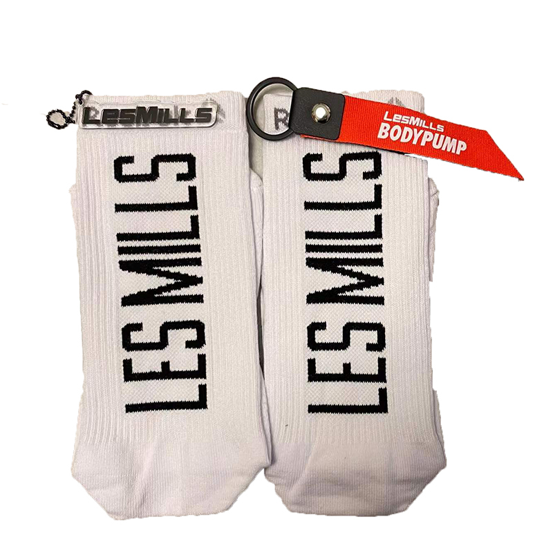 Suitable for Reebok Les Mills Classes, Group Exercise, Fitness, Aerobic Training, Dance, Running Socks, Black and White Mid-Calf Length