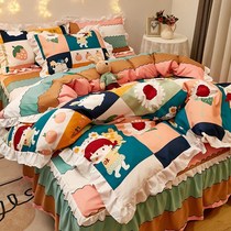 Three-piece ins Wind bed potable bed four-piece bedding kit Princess style dormitory quilt cover sheets