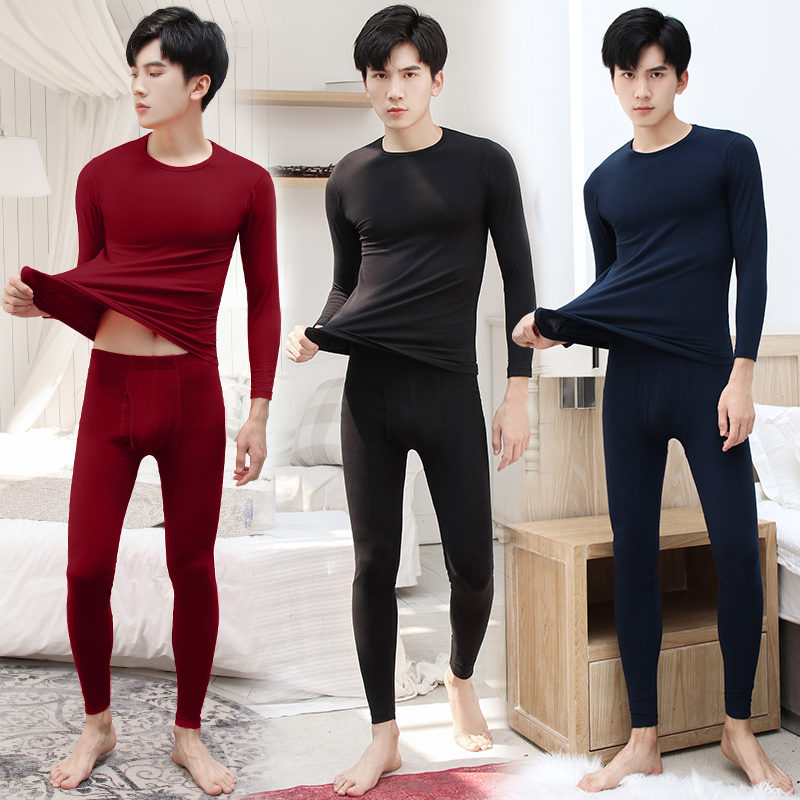 đồ lót ấm mens hai mảnh bộ cotton dày cộng với mens nhung bông áo len quần áo mùa đông trẻ chặt chẽ mùa thu được thiết lập.