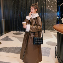 Pike cotton clothing 2021 new female winter fur one lamb hair coat plus velvet thick leather coat young fur coat