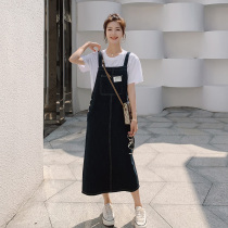 French denim strappy skirt women summer 2022 new slim design sense niche small man loose foreign gas age reduction