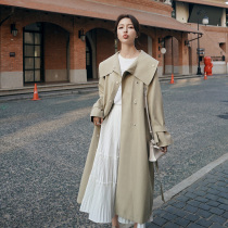 2021 popular windbreaker womens long knee spring and autumn clothes New Korean students loose casual chic coat tide