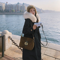 Parker clothing female winter ins Hong Kong wind Harajuku cotton-padded clothing long velvet thick cotton-padded jacket down cotton-padded jacket tide