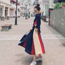 French Hepburn style retro shirt dress female 2021 new spring and autumn long knee temperament waist thin