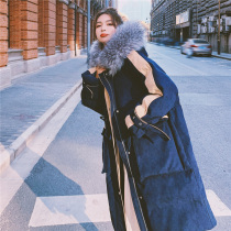 Ins Hong Kong style corduroy down down cotton clothes women winter medium long cotton coat jacket thick cotton jacket loose bread clothes tide