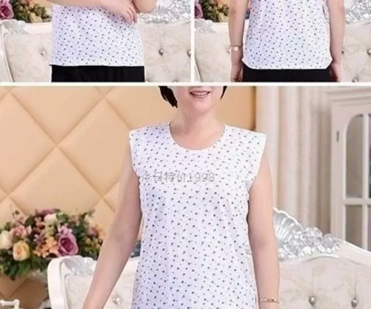 Gửi người lớn tuổi cỡ nhỏ mùa hè áo sơ mi nửa tay vải cotton vest quần áo phụ nữ nông thôn vợ người già phụ nữ vest đồ ngủ - Áo vest