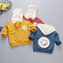 Childrens autumn clothes jacket male baby Han version banged with hat blouses pure cotton 0-1-2-3-year-old boy casual cardiovert